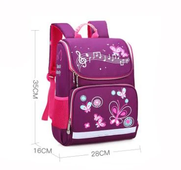purple school bag Детские школьные сумки, набор для девочек и мальчиков, ортопедический рюкзак, мультяшная бабочка, автомобиль, школьная сумка, детский Ранец, рюкзак Mochila - Цвет: purple school bag