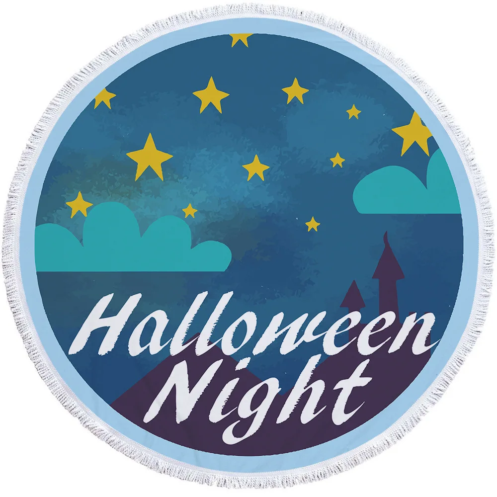 Круглое пляжное полотенце Helloween из микрофибры с кисточкой Круглый Гобелен для
