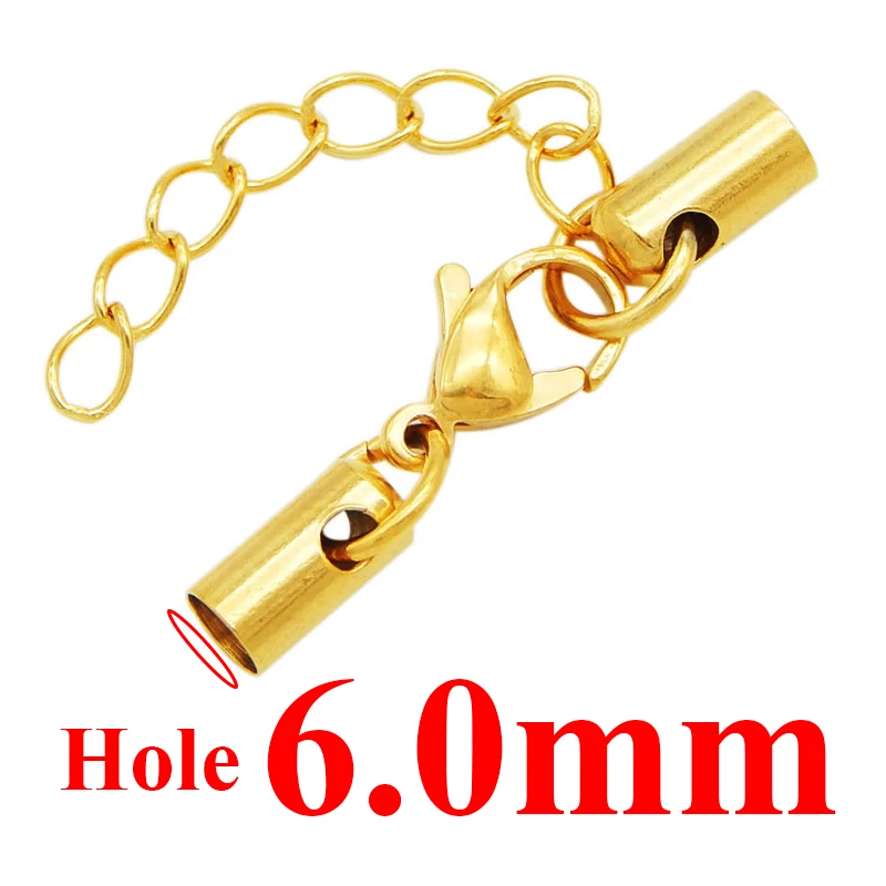 Gold 6.0mm Aiovlo 5 шт./лот из нержавеющей стали в виде лобстера застежка с цепочкой тон пряжка кожаный замок для шнура для самодельный кожаный браслет ювелирных изделий - Цвет: Gold 6.0mm