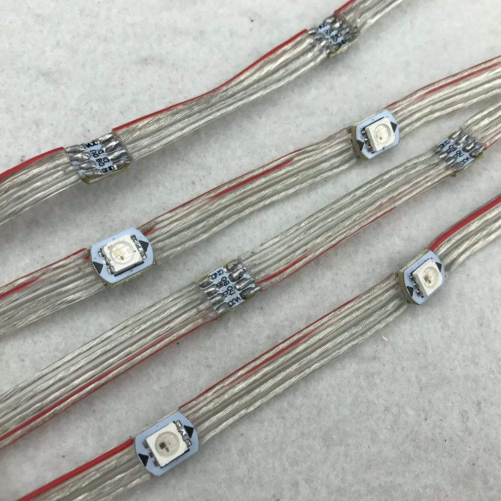 100pcs/string WS2815-RGB full color addressable LED pixel light with heatsinkDC12V input5cm wire spacingwith all clear | Лампы и