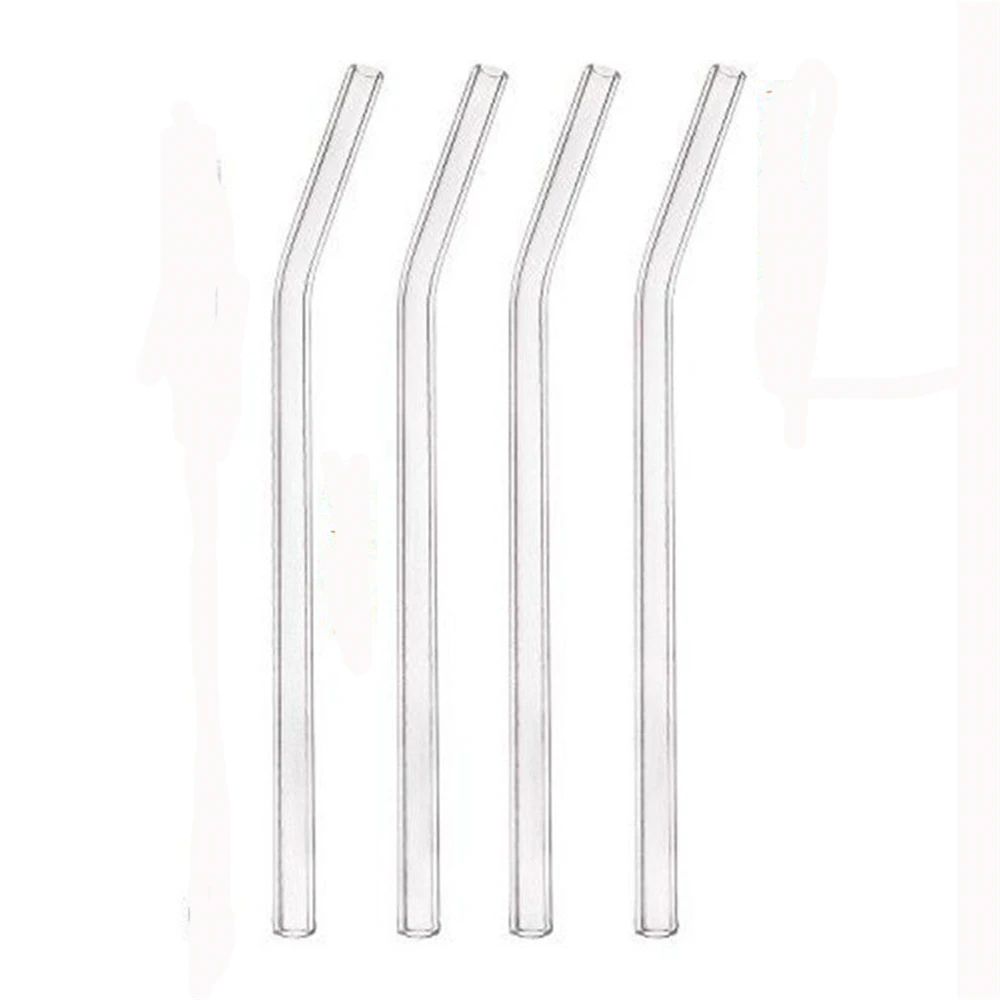 

800 pcs Kitchen Dining Barware Bar Accessories Resistant Heat Color Borosilicate Glass Transparent Juice Curved Drink Straws