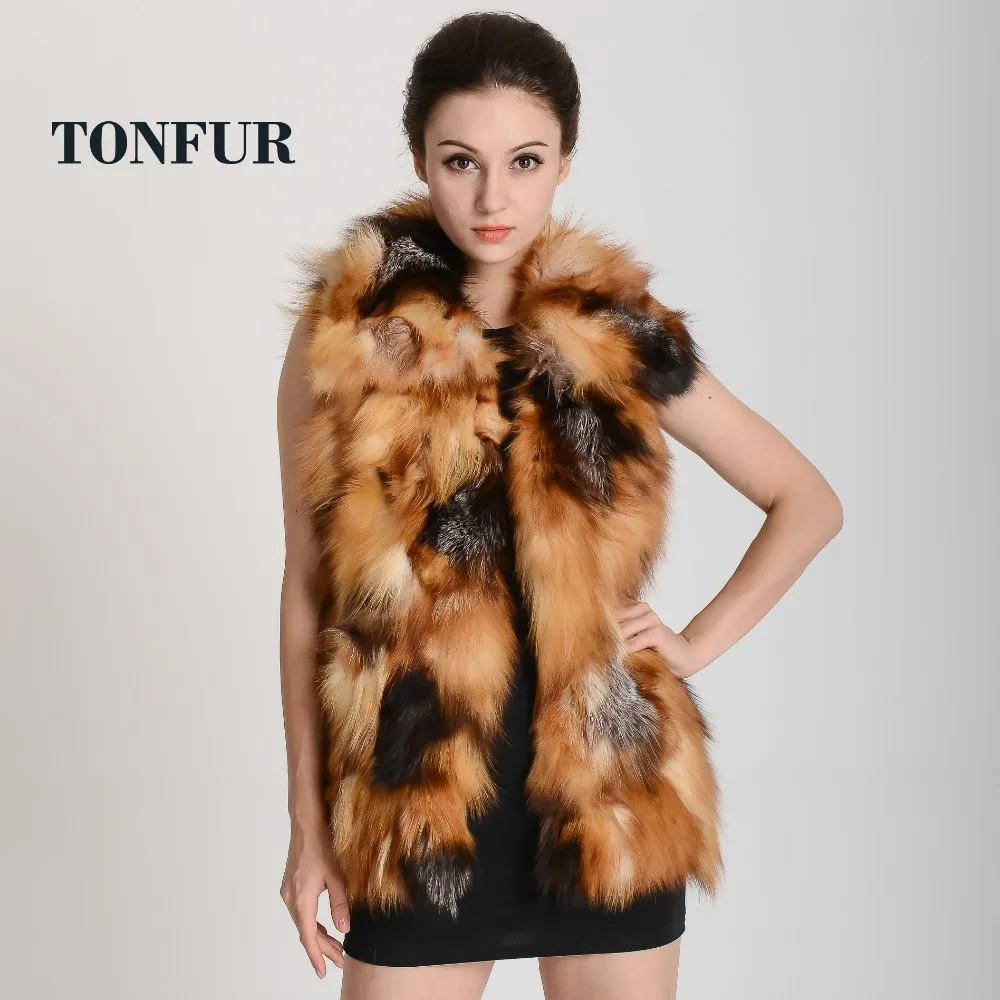 Женская Классическая куртка с натуральным лисьим леопардовым мехом TFP302|real fox fur