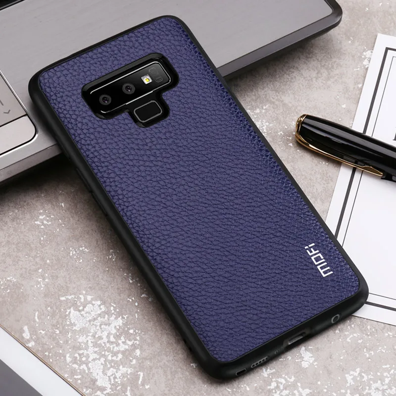 Note 9 чехол Mofi для samsung Galaxy Note 9 чехол из искусственной кожи жесткий черный красный синий коричневый бизнес для samsung Note 9 чехол - Цвет: Blue