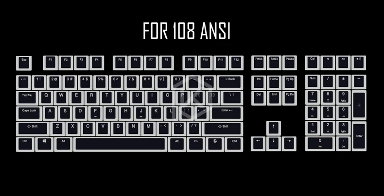 Пудинг pbt doubleshot keycap oem задний светильник механические клавиатуры молочный Белый Розовый Черный gh60 покер 87 tkl 104 108 ansi iso - Цвет: BlackWhite 108 ansi