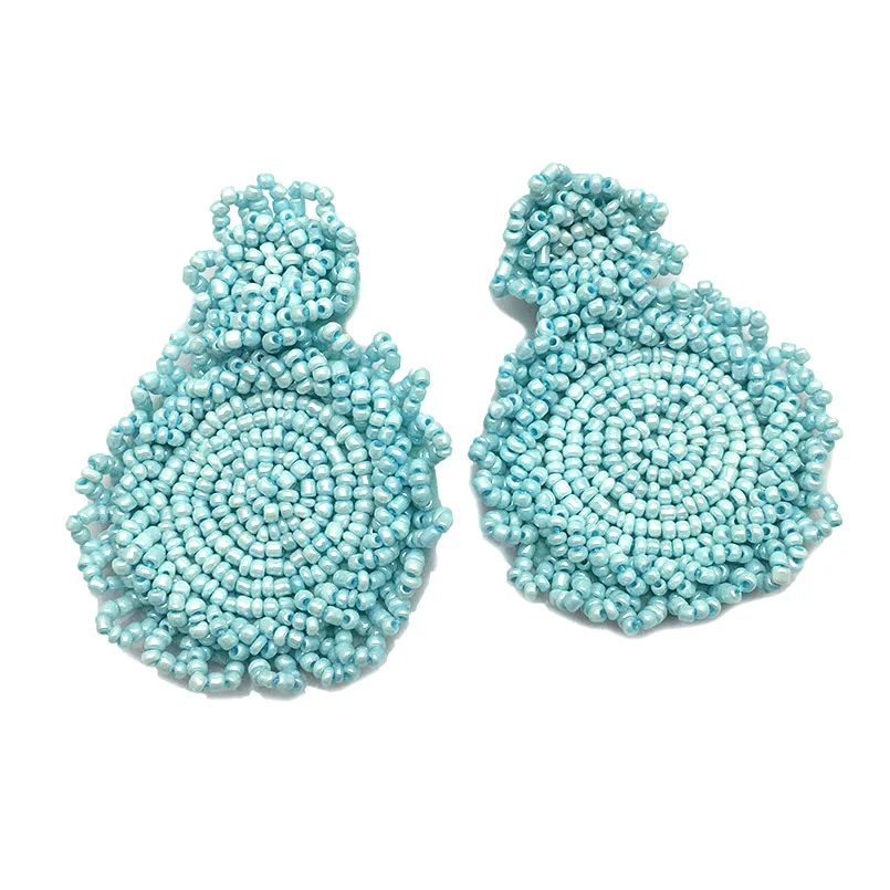 Sky Blue Earrings MANILAI, богемные серьги-капли ручной работы с бусинами для женщин, модное ювелирное изделие, висячие серьги, круглый массивный большой кулон из бисера для свадьбы - Окраска металла: Sky Blue Earrings