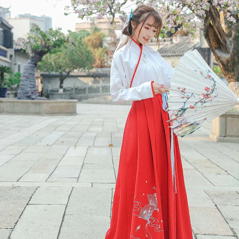 Hanfu Женский китайский стиль студенческий костюм династии Хань женский народный