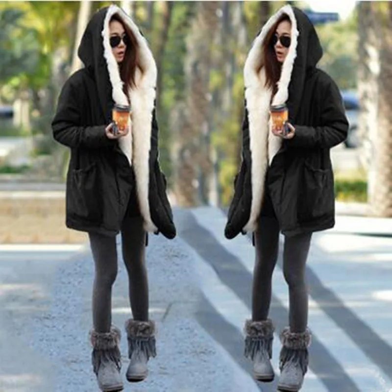 2016 New Women Winter Army Green Jacket Coats Overcoat Thick Parkas Plus Size Real Raccoon Fur Collar Hooded Outwear | Женская одежда