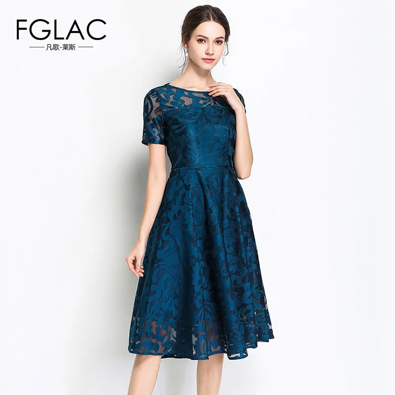 FGLAC 5XL, кружевное платье, летнее, с коротким рукавом, повседневное, тонкое, кружевное платье, модное, с круглым вырезом, сексуальное, с вырезом, платья для женщин, винтажное, Vestidos