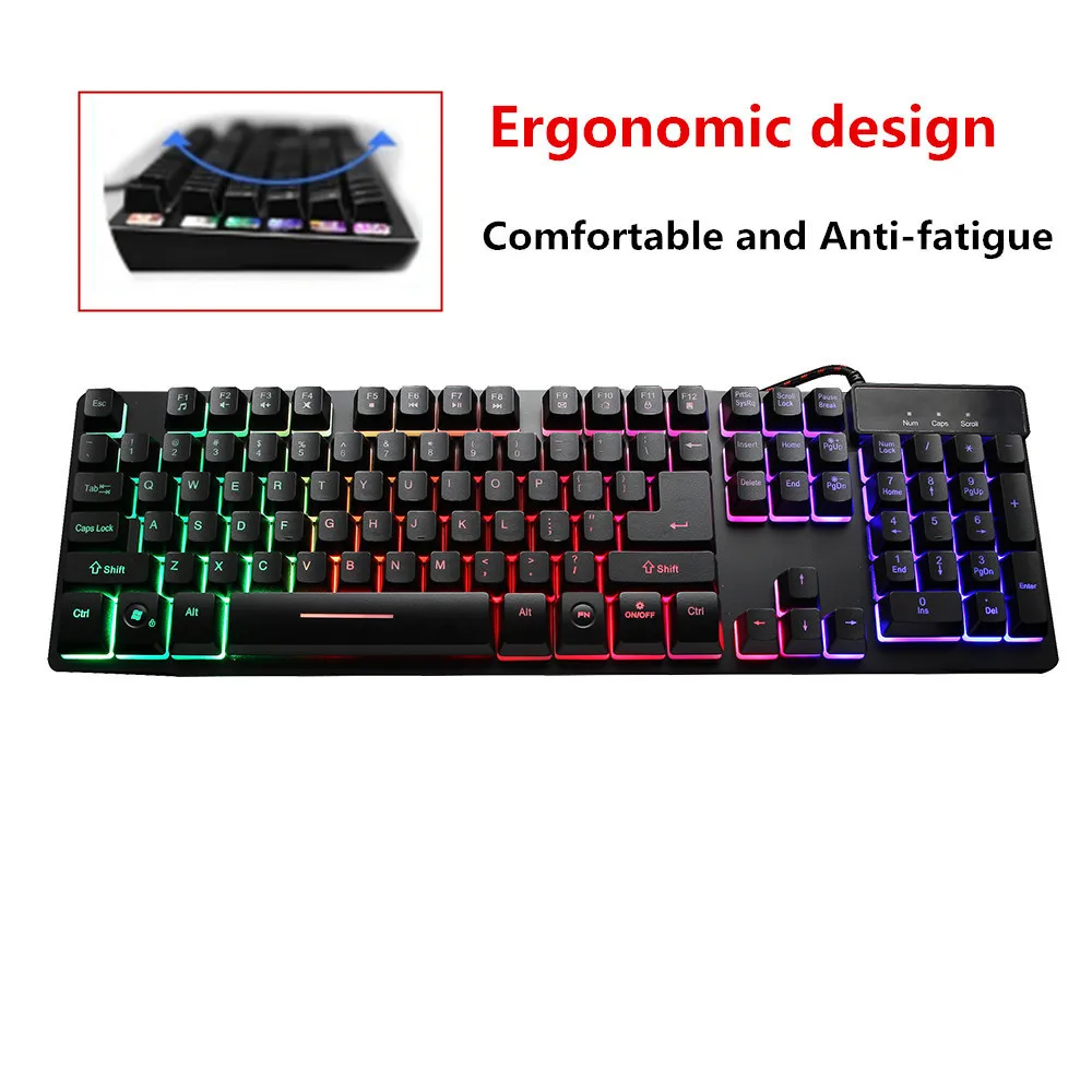 Проводная Механическая игровая клавиатура клавиатуры с 104 клавишами RGB