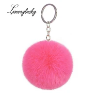 10pcsloy 8x12cm fashion key chain pompom artificial rabbit fur ball animal keychains for women car bag phone key ring jewelry