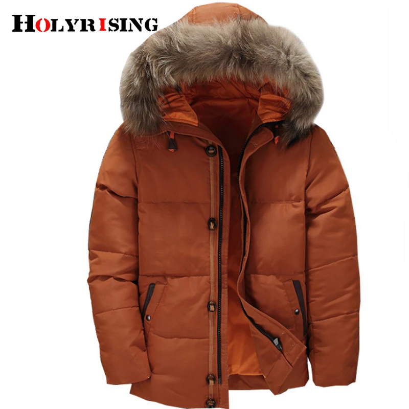

Holyrising doudoune hiver homme Men coat winter abrigos para hombre Men Hooded Fur Collar Outerwear Down Coats 18538-5