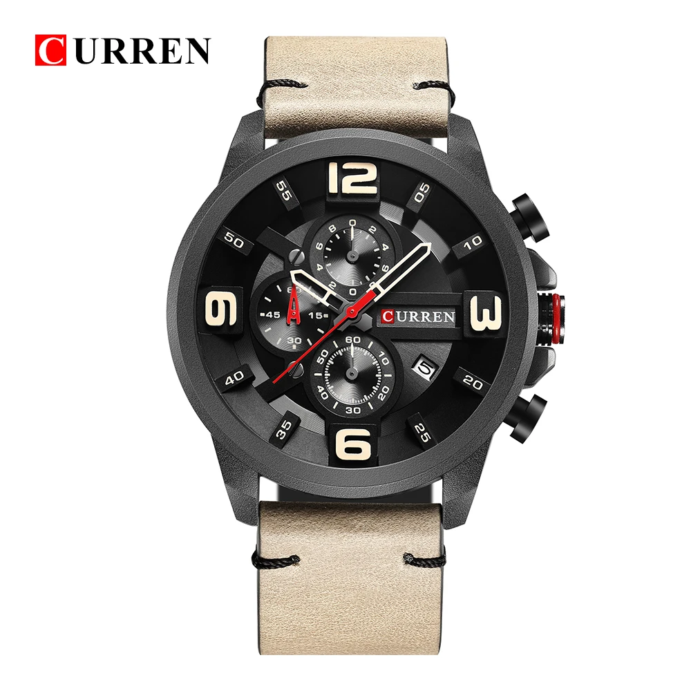 CURREN 8288 Топ люксовый бренд Мужские часы мужские спортивные кварцевые кожаные