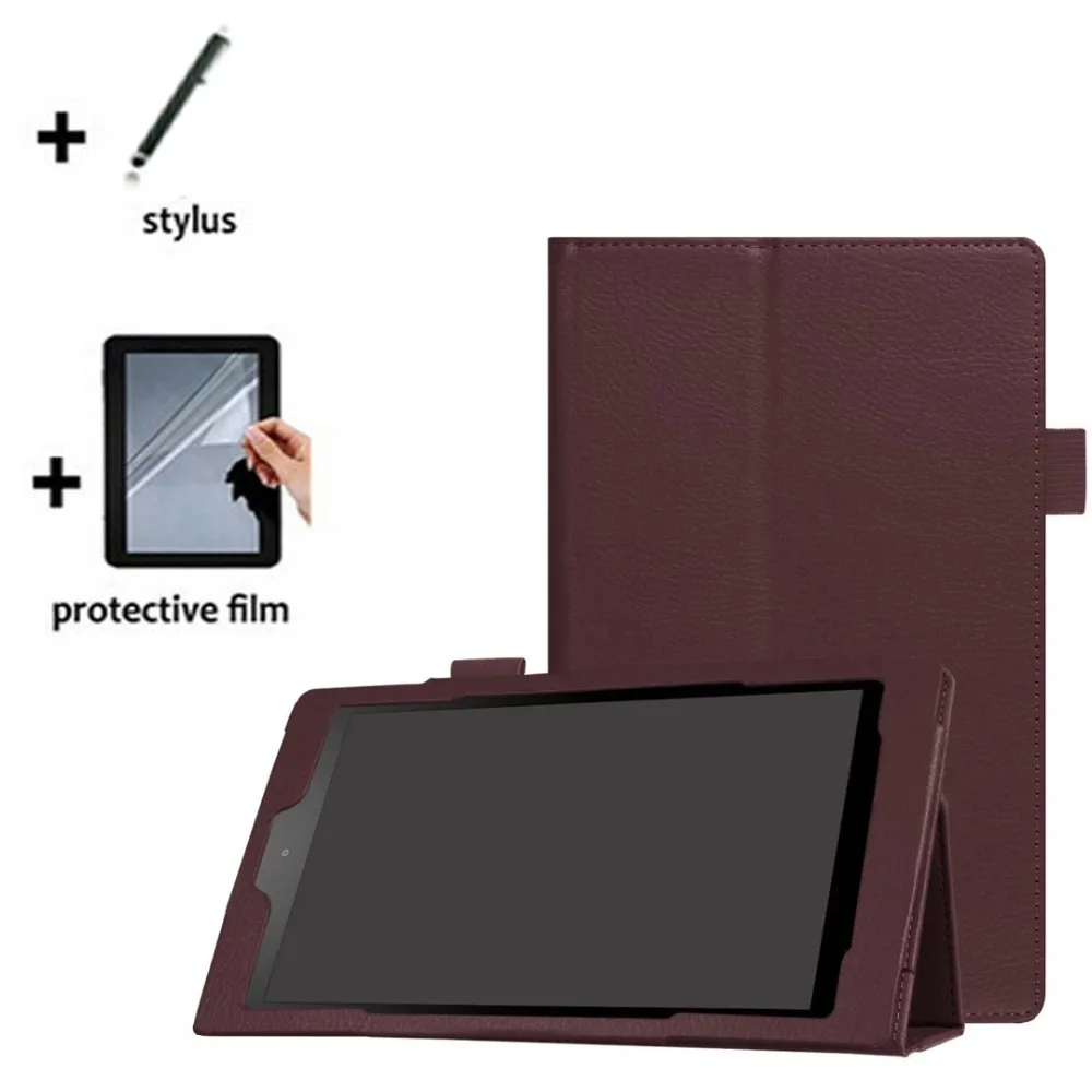 3в1 Роскошный кожаный чехол книжка с подставкой + пленка стилус для Amazon New Kindle Fire HD8