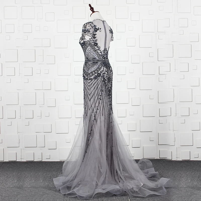 JANCEMBER тяжелое бисерное платье для выпускного Иллюзия О-образным вырезом с
