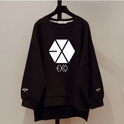 Kpop EXO Весенняя Новинка 2021 корейские свободные длинные секционные толстовки с