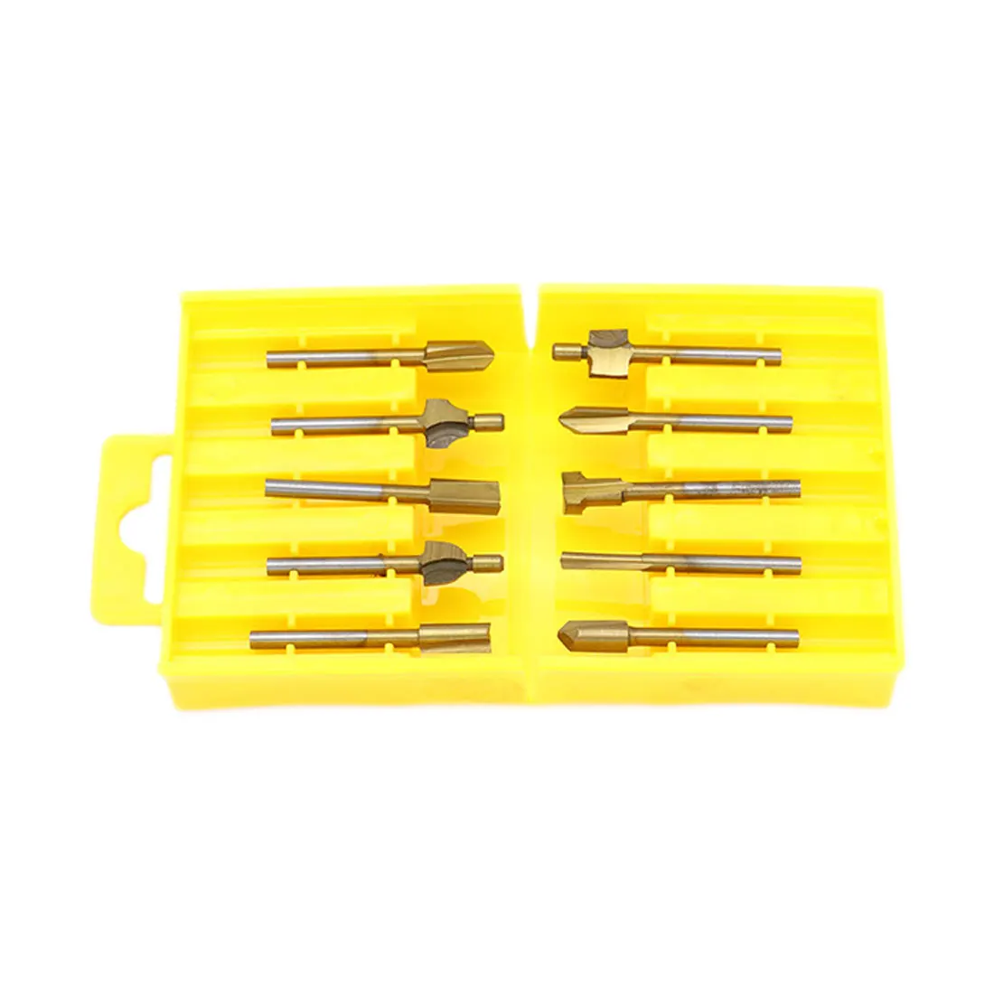 Yellow Plastic Box 10 шт. фрезы для фрезерования дерева Dremel роторный набор инструментов 3,175 мм хвостовик гравировальный станок нож слот для заточки с коробкой - Цвет: Yellow Plastic Box