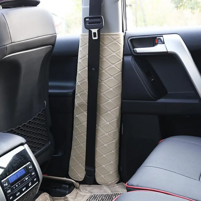 Tonlinker наклейки для Toyota PRADO 2010-18 автомобильный Стайлинг 2 шт. pu кожаный ремень безопасности B-стойка анти-грязный коврик наклейки