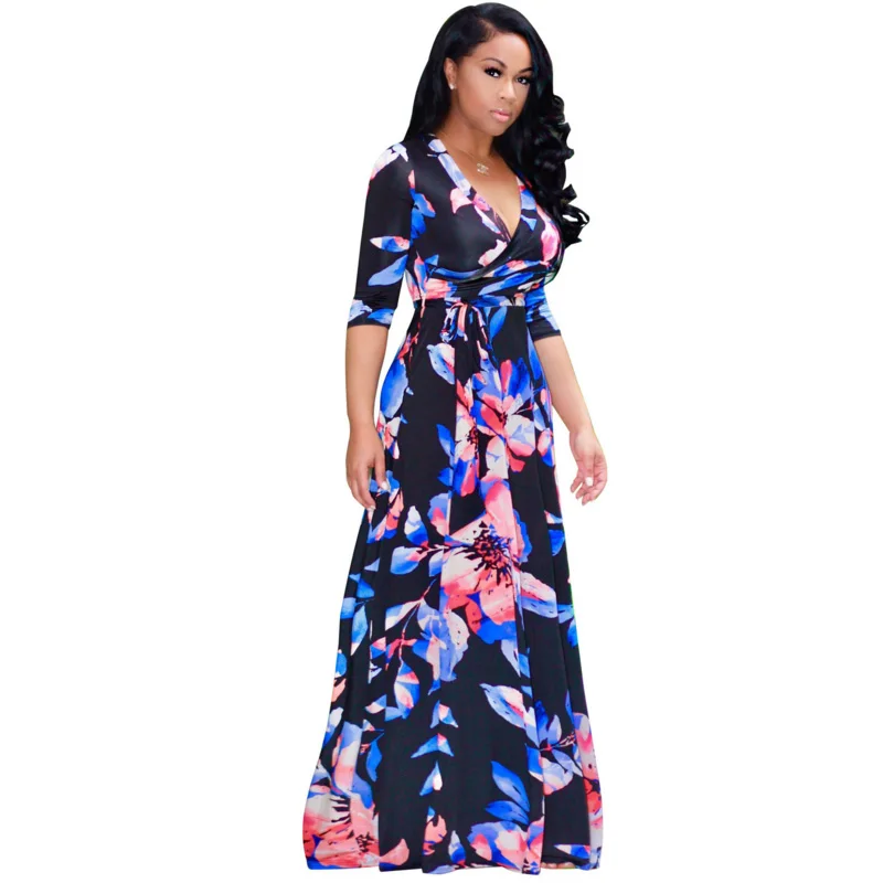 Женское сексуальное платье с v-образным вырезом Повседневное цветочным принтом и