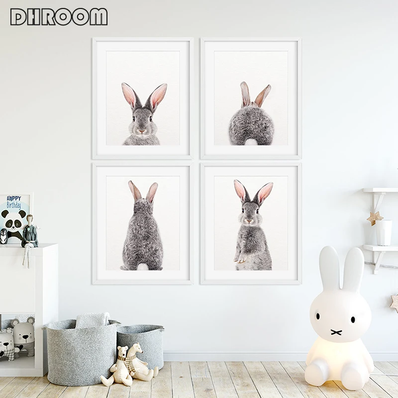 Лесной Животные кролик Детская Wall Art Банни Анальная пробка холст печати плакатов