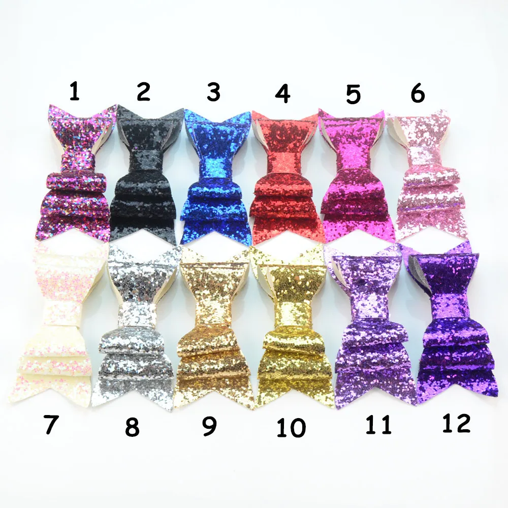 

12 PCS/lot , Glitter Bows 3.94 inch , Glitter Hair Bow , Glitter Bow Tie for Girls Hair Accessories