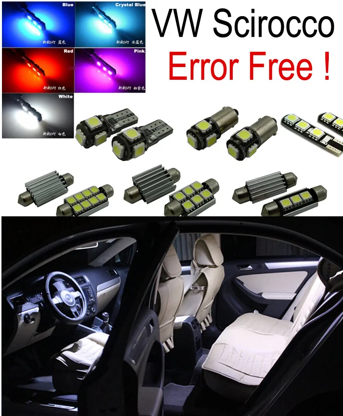 10pc excellent canbus error free for scirocco R led lamp interior dome map light kit package | Автомобили и мотоциклы
