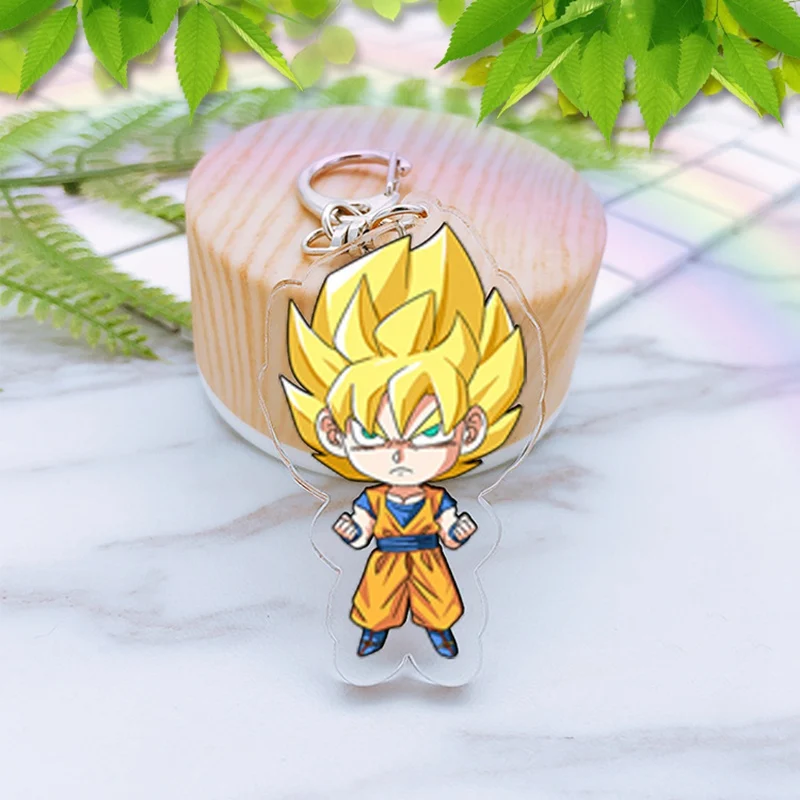 Аниме Dragon Ball Z Сон Гоку акриловые двухсторонние брелоки с принтом Супер Saiyan Vegeta Frieza Мультяшные фигурки брелоки Portachiavi игрушки