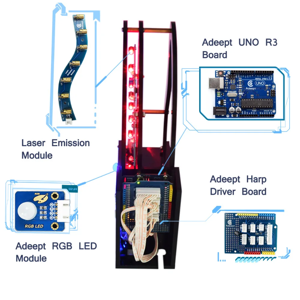 Adeept лазерное пианино с лазерным передатчиком комплект Фоторезисторов для Arduino UNO