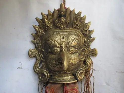 Сложная китайская тибетская латунная подвесная скульптура с головой орла чтобы предотвратить