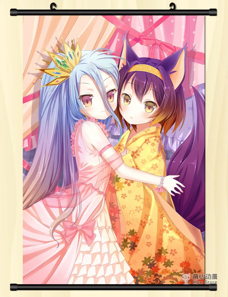 Японское аниме NO GAME LIFE Jibril & Sora Hatsuse Izuna домашний декор настенный свиток