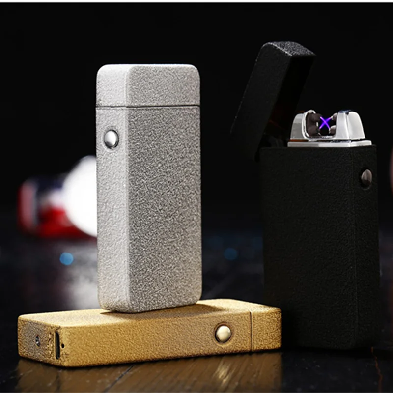 Двойная дуговая электронная USB Зажигалка, ветрозащитная беспламенная портативная плазменная дуговая зажигалка, перезаряжаемая зажигалка, гаджеты для мужчин