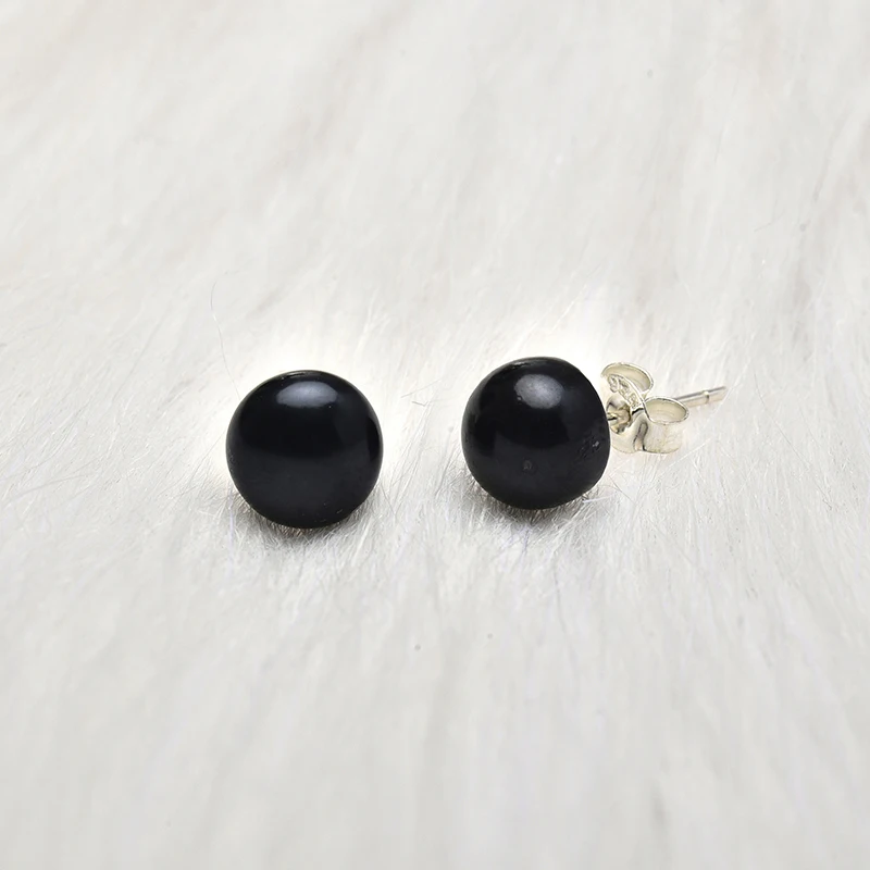 Wholesale Size For Black Pearls 10-11mm 925 Sterling Silver Making DIY Freshwater Earrings Elegant Women Gifts H582 | Украшения и