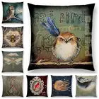 Чехол для диванной подушки с изображением синего Кита, совы, летучей мыши, пчелы, осьминога