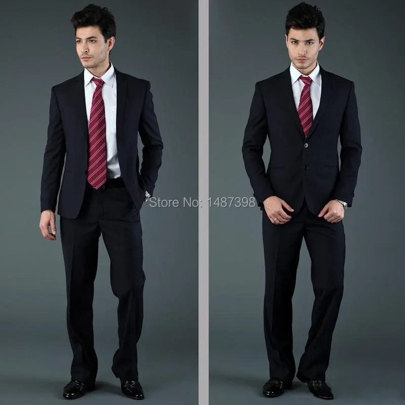 Hot sale 2016 mens suits and tuxedos suit for men blue black light gray two button pieces coat+pants free shipping | Мужская одежда