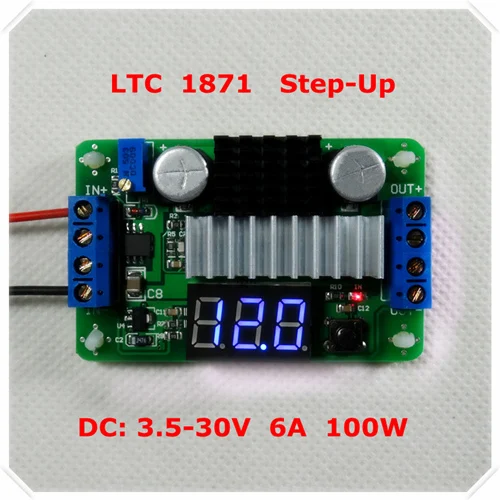 blue LTC1871 DC-DC повышающий преобразователь регулируемый Повышающий Модуль питания высокой мощности Светодиодный Измеритель Напряжения/кнопочный переключатель - Цвет: blue