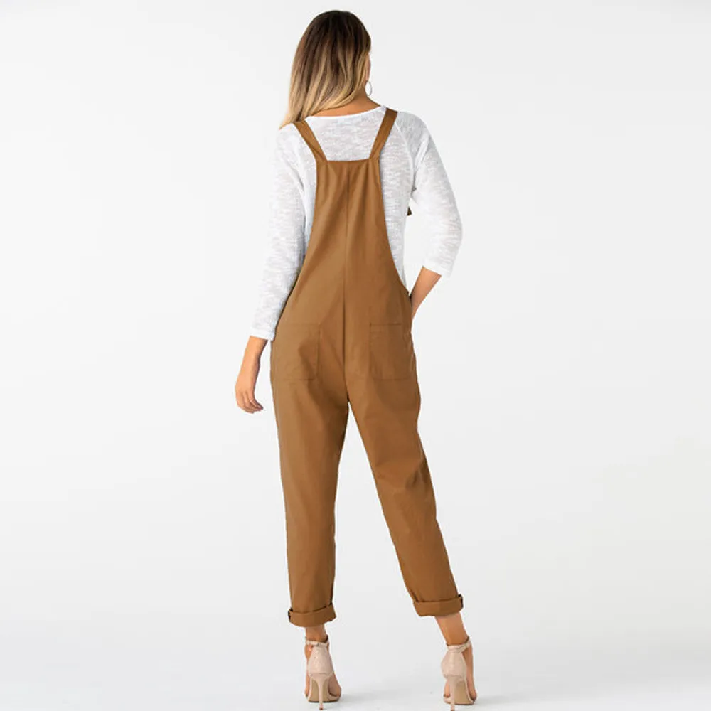 Женский свободный комбинезон, свободный однотонный комбинезон, Длинные Комбинезоны с карманами, комбинезон, брюки, брюки, Палаццо mujer, комбинезон#35#35