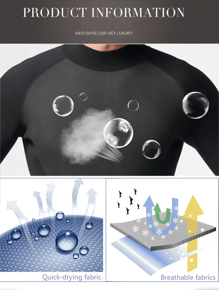 

3mm outdoor sports chloroprene rubber black continuous diving suit surf clothes for warm swimsuit diving suit men