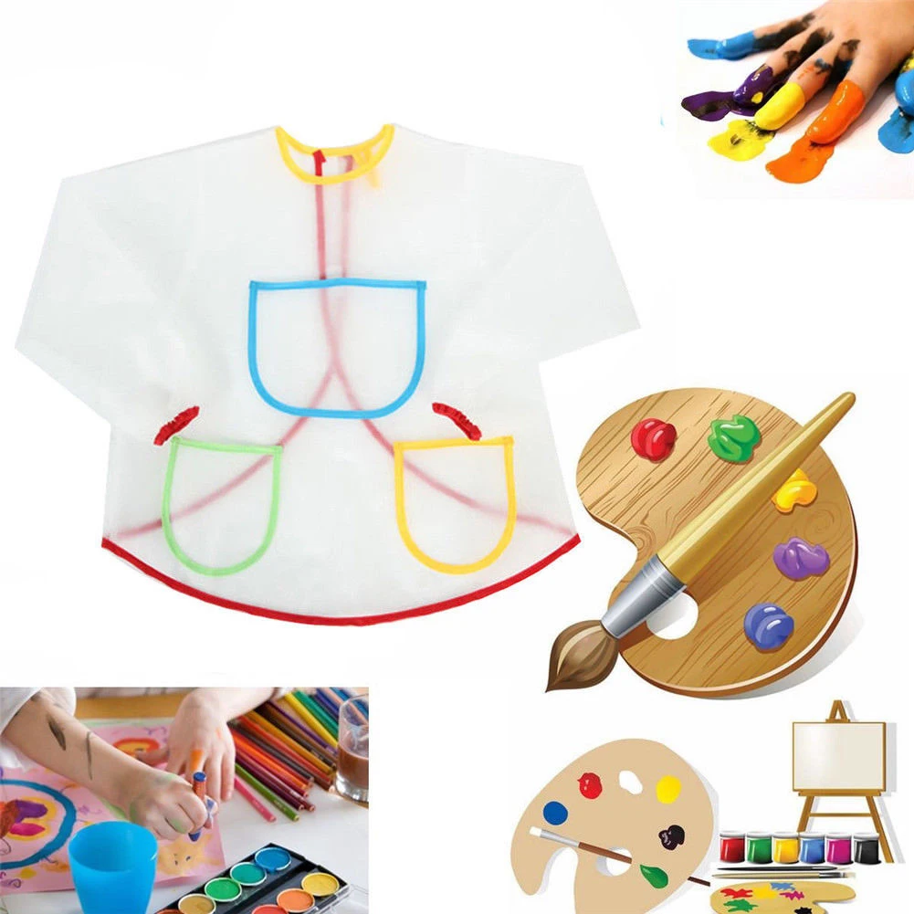 Home Easy Clean Long Sleeve Painting Apron Drawing Protective Cooking School With Pockets Toddlers Anti-dirt Kids Waterproof DIY | Дом и сад