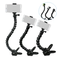 flexible gooseneck monopod with clamp for gopro sjcam cameras selfie stick mount holder for iphone xiaomi huawei samsung phones