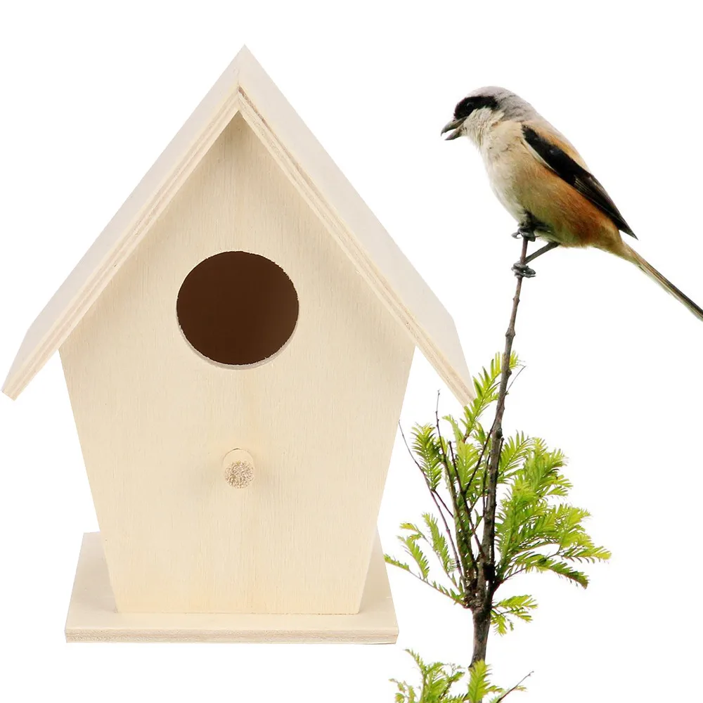 high quality wood birds nest hummingbird house bird box hanging decoration creative wall mounted wooden outdoor nest bird house free global shipping