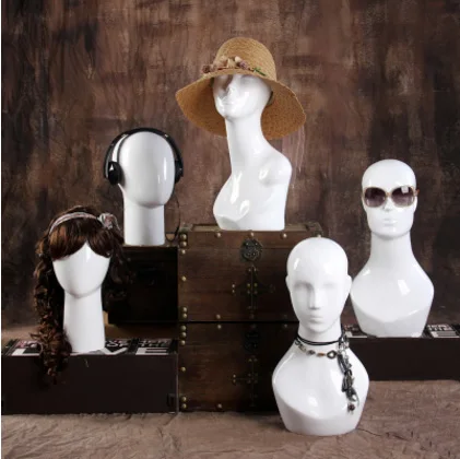 

Free Shipping!! New Style Fiberglass Gloss White Head Mannequin Female Mannequin Head Hot Sale