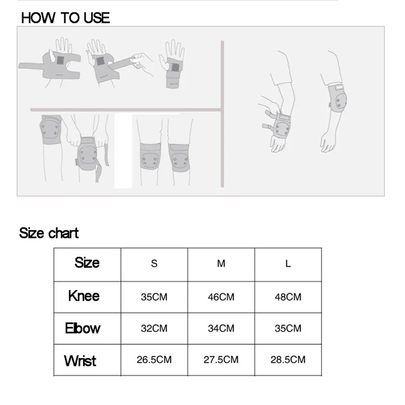 6Pcs Adults Child Skating Protective Gear Elbow Knee Pads Wristguard Cycling Skateboard Ice Roller Protector | Спорт и развлечения