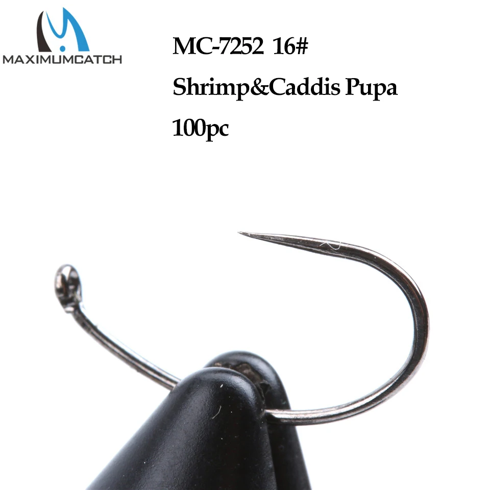 16 Maximumcatch MC-7252 100 шт. креветки и Caddis Pupa глаз-вниз мухобойка крючок для ловли рыбы-дружественные барберсы 10#/12#/14#/16#/18#/20# мухобойка - Цвет: 16