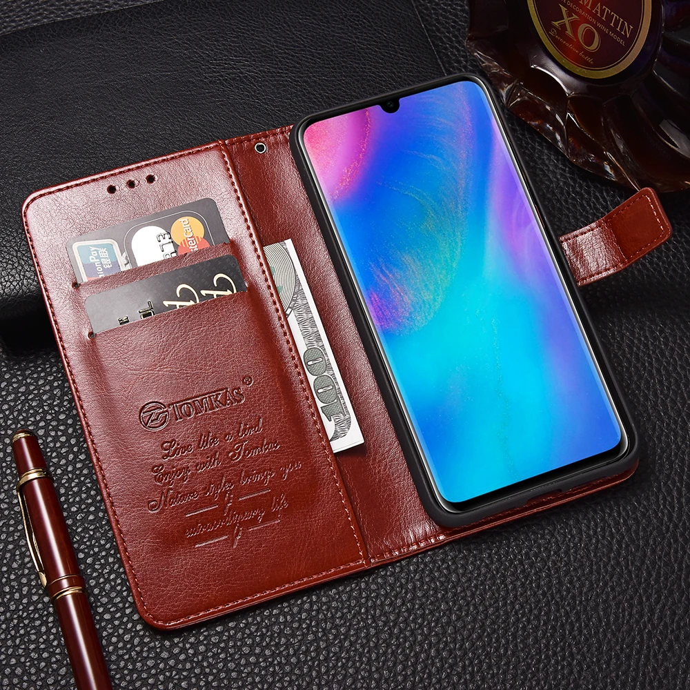 Кожаный чехол TOMKAS с откидной крышкой для Huawei P30 Pro Lite Роскошный деловой винтажный