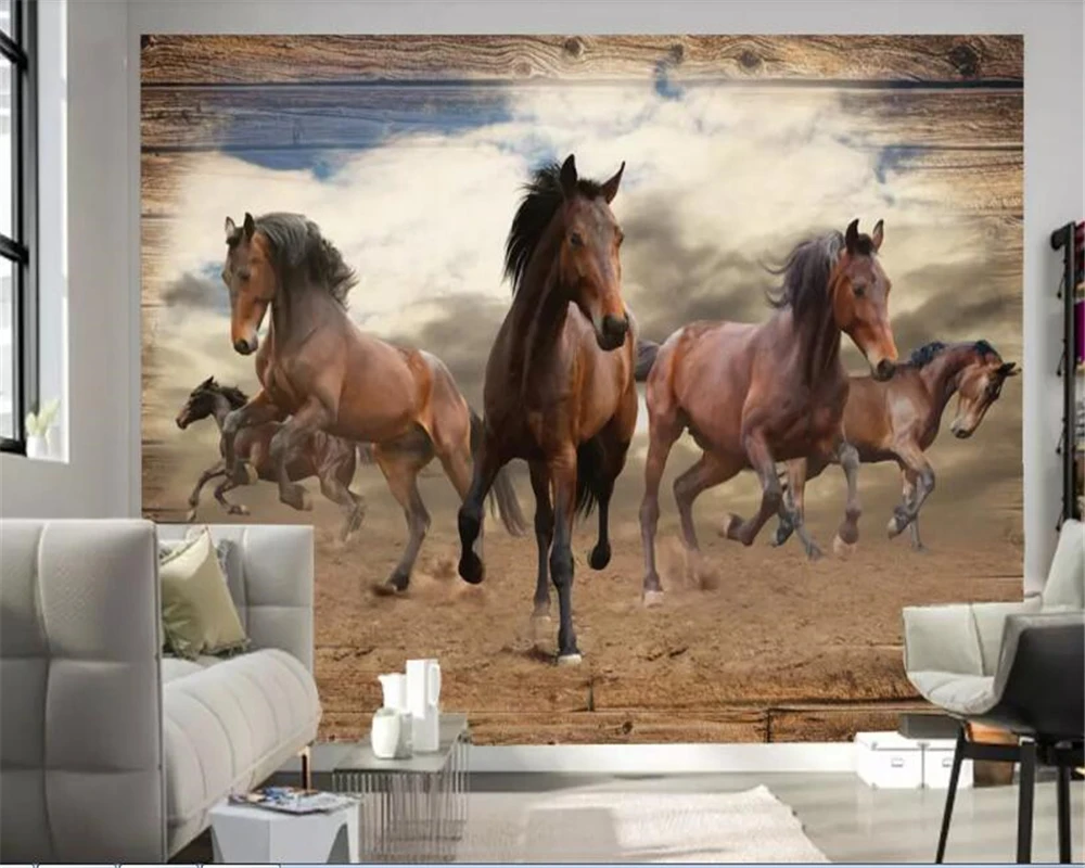 Обои beibehang с животными картина маслом бегущая лошадь Mustang 3D обои украшение для