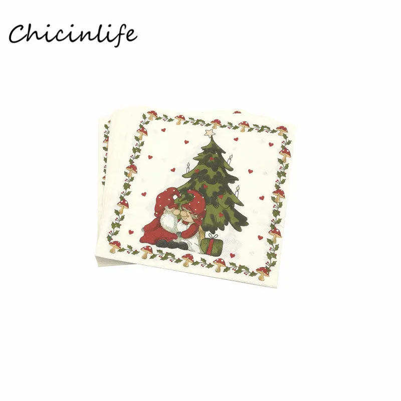 Chicinlife 20 шт./лот Рождественская елка Санта Клаус бумажная салфетка декупаж