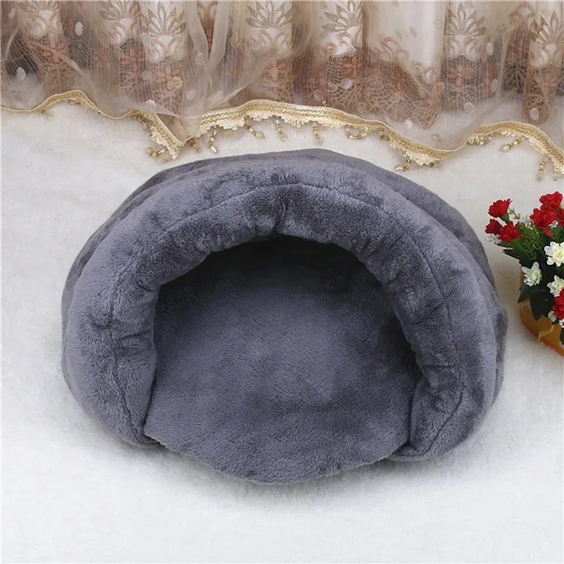 Dark grey Утолщенный спальный мешок для питомца кошки юрты зимний теплый домик для питомца собаки кошки мягкий съемный кошачий пещерный гнезд товары для животных питомники - Цвет: Dark grey