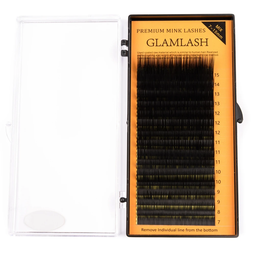 GLAMLASH 16 рядов/поднос 7~ 15 мм L Curl MIX норковые ресницы для наращивания, L ресницы, L накладные ресницы, L Индивидуальные ресницы