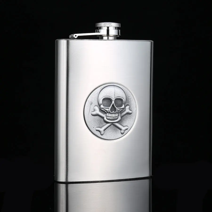 8oz BIUBIUTUA Хэллоуин череп утолщение 8 унций Виски хип фляжка нержавеющая сталь мини вино портативный бар Открытый Хип фляга подарок для мужчин - Цвет: 8oz