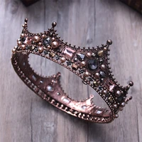 vintage baroque tiara crown bride crystal queen king crown wedding hair jewelry accessories women men pageant prom headpiece