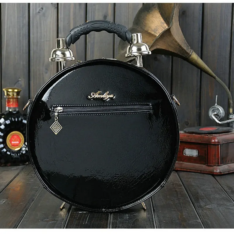 Женская круглая забавная сумка винтажная работоспособная часы через плечо с